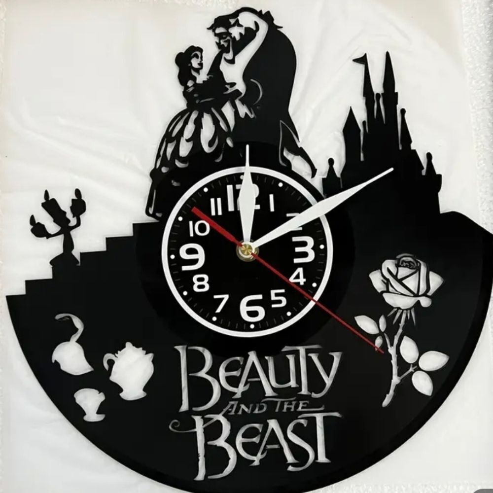 Beauty & The Beast Enchanted Rose Vinyl Clock